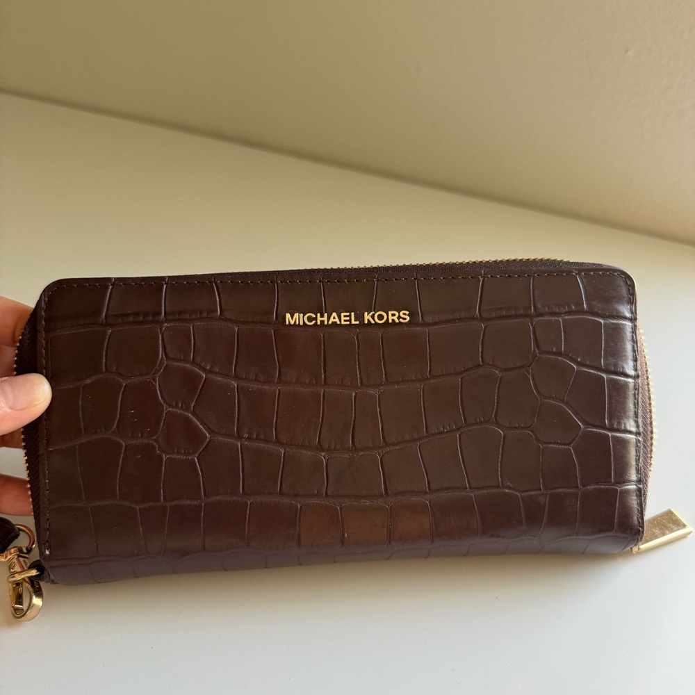 Michael Kors purple Croc-Embossed Wallet
